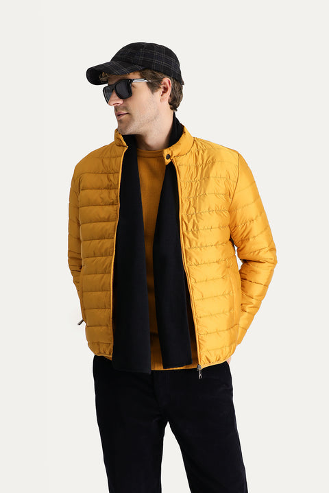 Hardal Dik Yaka Fermuarlı Cepli Kapitone Spor Mont