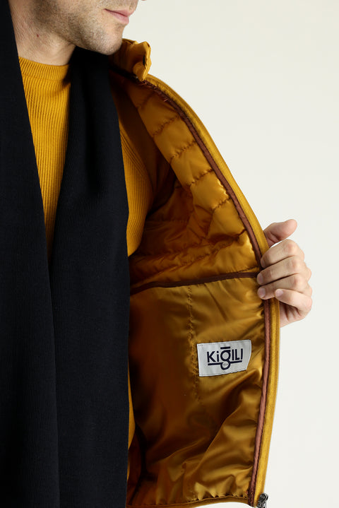 Hardal Dik Yaka Fermuarlı Cepli Kapitone Spor Mont