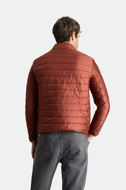 Kiremit Dik Yaka Fermuarlı Cepli Kapitone Spor Mont