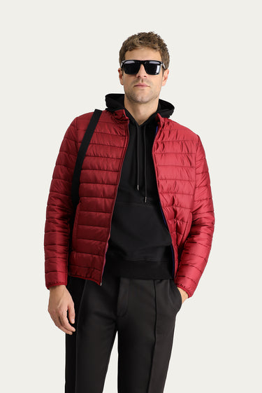  Koyu Kırmızı Kapitone Spor Mont