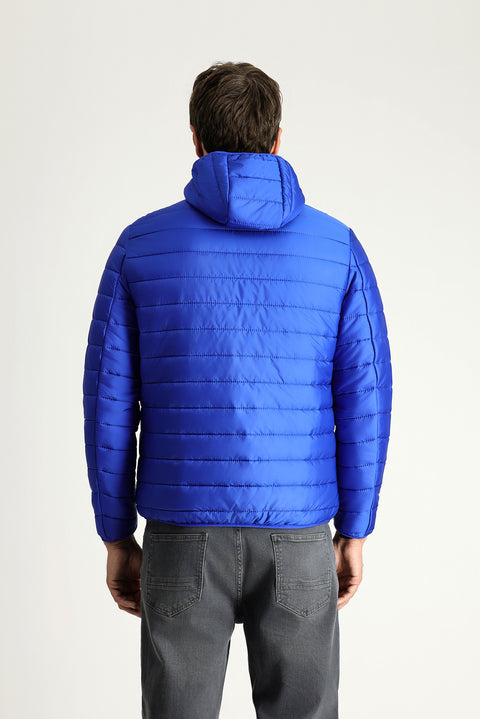 Saks Mavi Kapüşonlu Kapitone Spor Mont