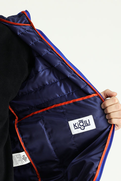 Saks Mavi Kapüşonlu Kapitone Spor Mont