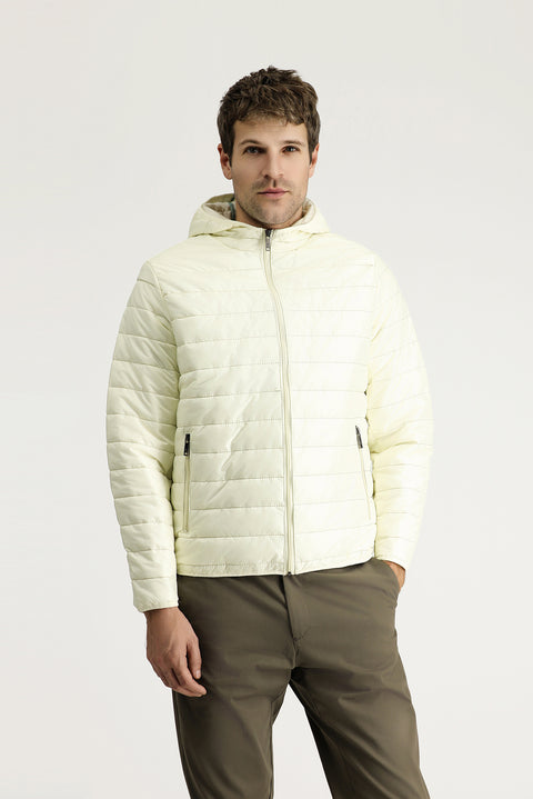 Ekru Kapüşonlu Kapitone Spor Mont