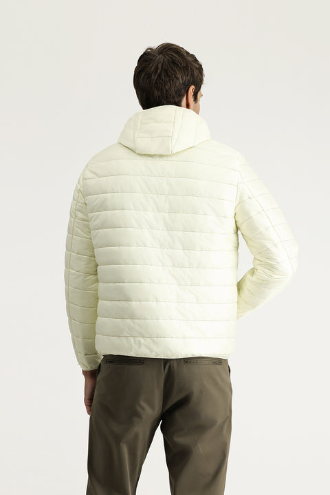 Ekru Kapüşonlu Kapitone Spor Mont