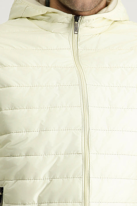 Ekru Kapüşonlu Kapitone Spor Mont