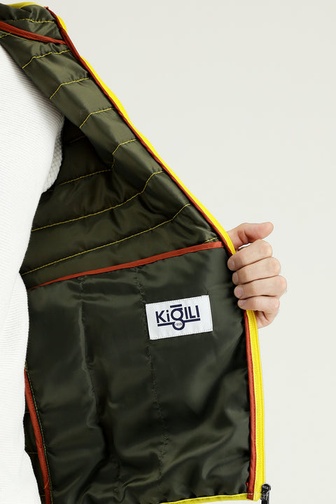 Sarı Kapüşonlu Kapitone Spor Mont