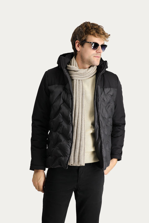 Siyah Kapüşonlu Şişme Spor Mont