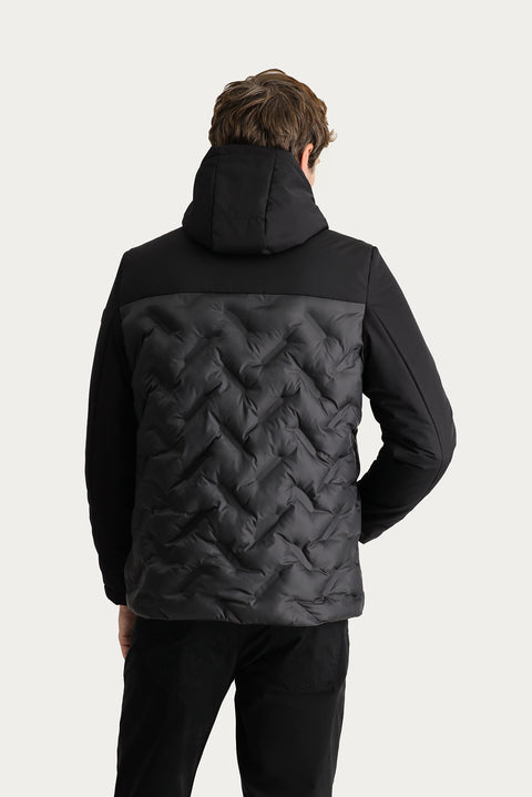 Siyah Kapüşonlu Şişme Spor Mont