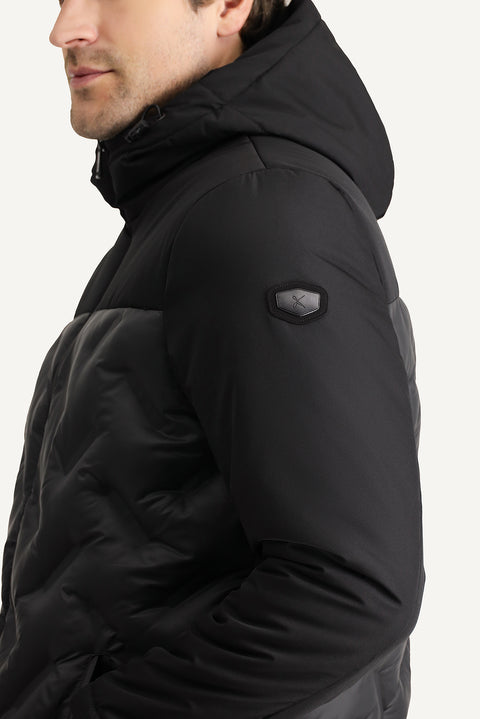 Siyah Kapüşonlu Şişme Spor Mont