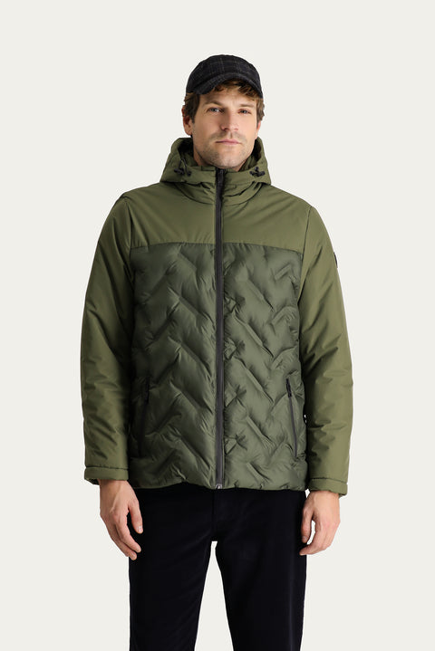 Orta Haki Kapüşonlu Şişme Spor Mont