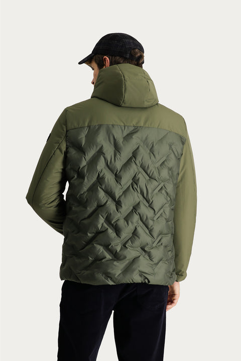 Orta Haki Kapüşonlu Şişme Spor Mont