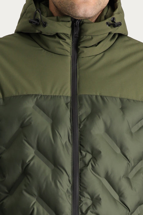 Orta Haki Kapüşonlu Şişme Spor Mont