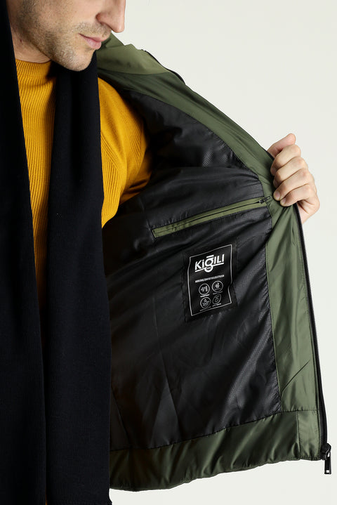 Orta Haki Kapüşonlu Şişme Spor Mont