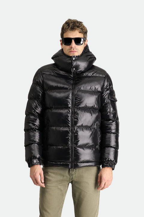 Siyah Kapüşonlu Şişme Spor Mont