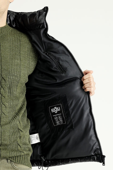 Black Hooded Padded Sports Jacket