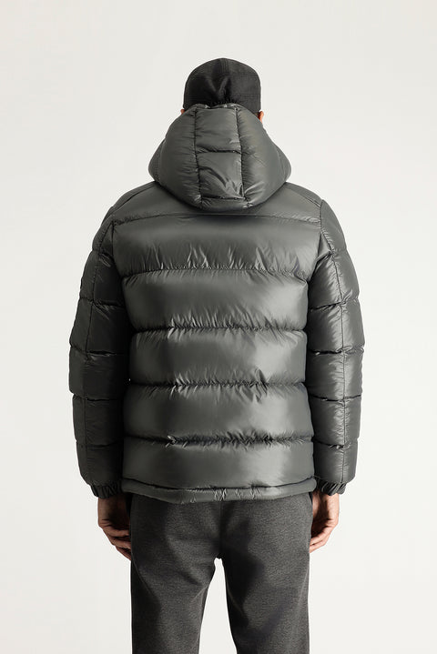 Medium Anthracite Hooded Puffy Sports Jacket