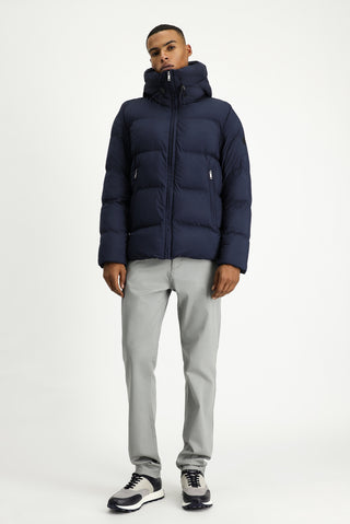  Koyu Lacivert Kapüşonlu Spor Şişme Mont