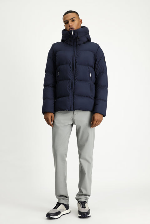 Koyu Lacivert Kapüşonlu Spor Şişme Mont