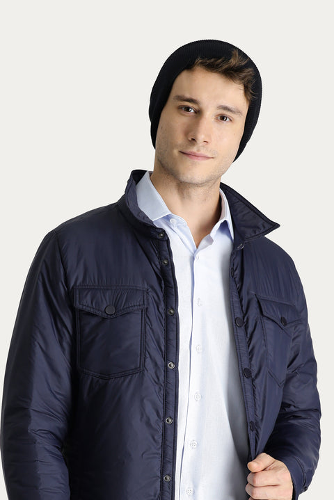 Koyu Lacivert Slim Fit Dar Kesim Şişme Mont