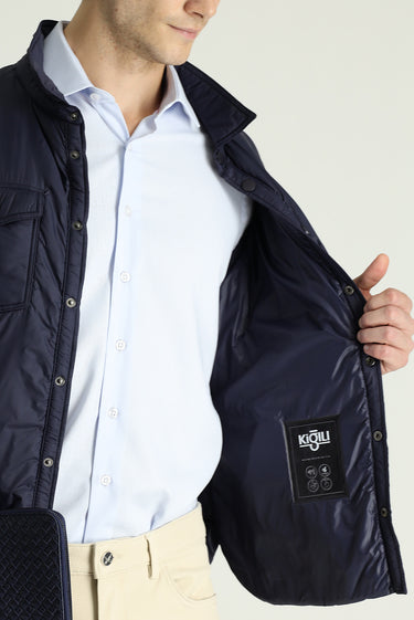 Koyu Lacivert Slim Fit Dar Kesim Şişme Mont