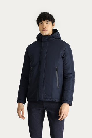  Koyu Lacivert Kapüşonlu Spor Mont