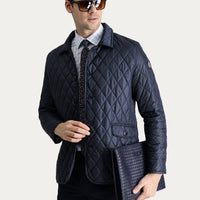 Koyu Lacivert Kapitone Mont