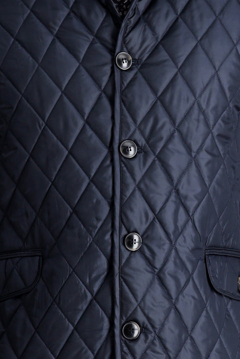 Koyu Lacivert Kapitone Mont