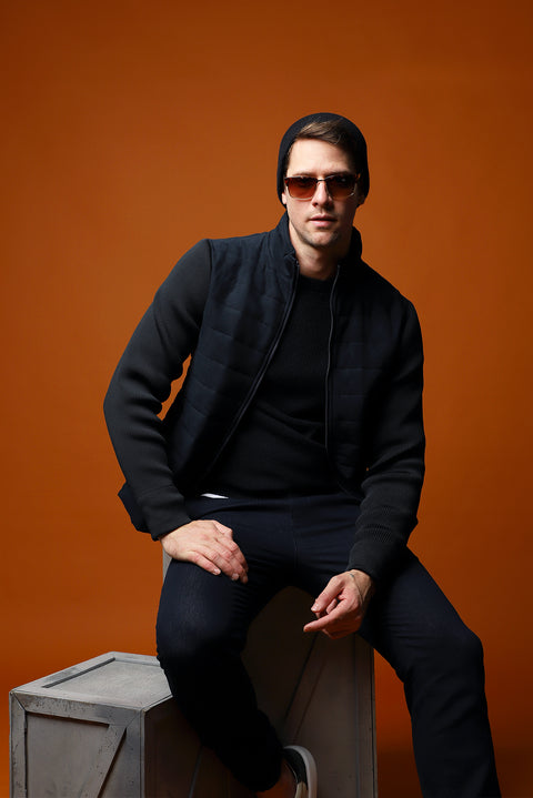 Orta Lacivert Mevsimlik Süet Bomber Ceket Mont