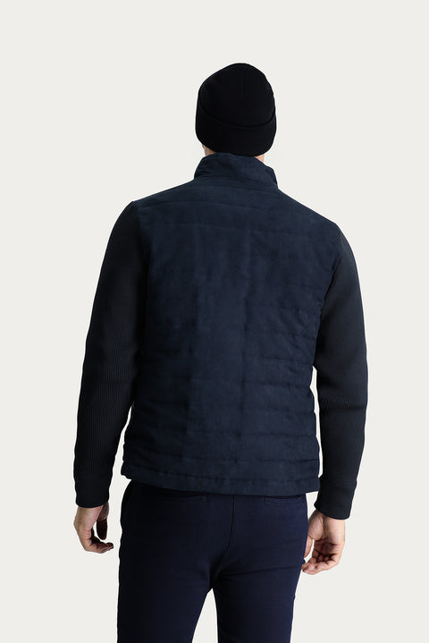 Orta Lacivert Mevsimlik Süet Bomber Ceket Mont