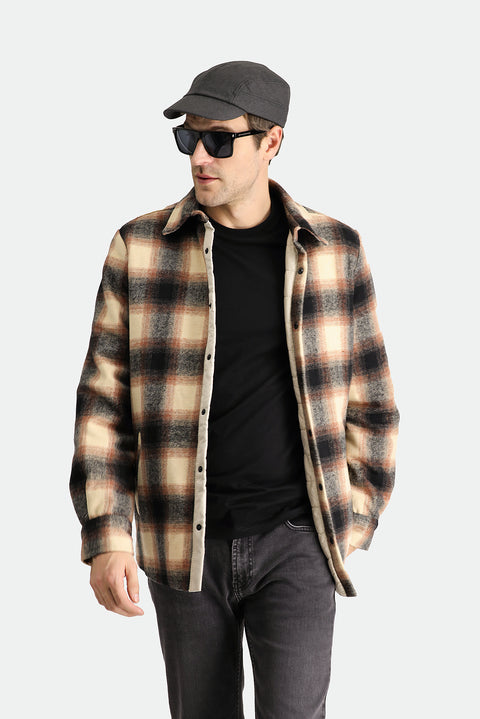 Orta Kahve Oversize Ekose Shacket Oduncu Yünlü Pamuklu Gömlek / Mont