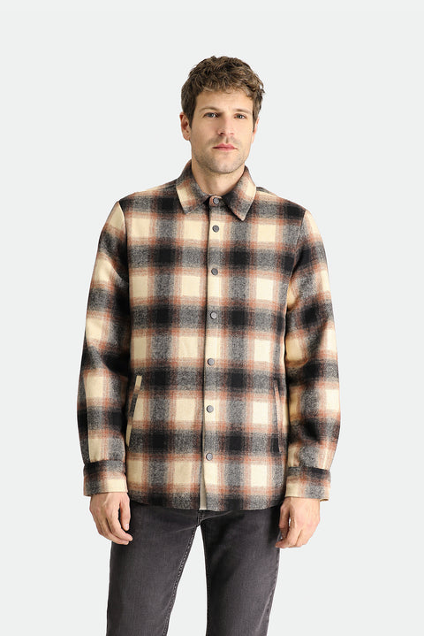 Orta Kahve Oversize Ekose Shacket Oduncu Yünlü Pamuklu Gömlek / Mont