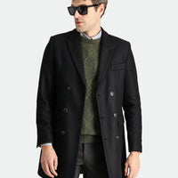 Black Wool Double-Breasted Coat