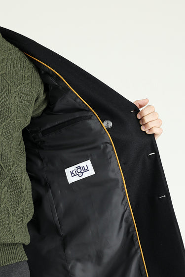 Siyah Yünlü Kruvaze Kaban