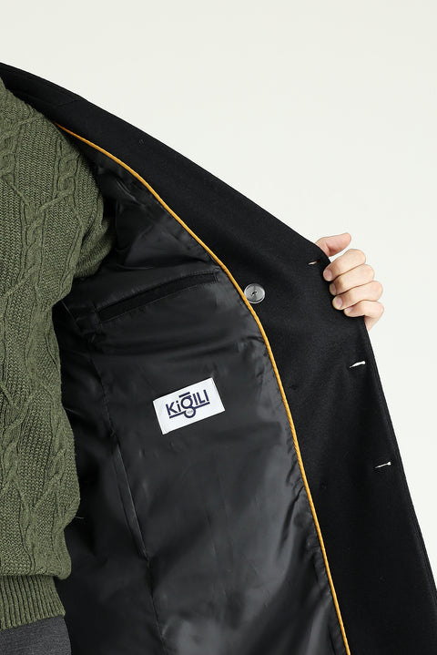 Siyah Yünlü Kruvaze Kaban