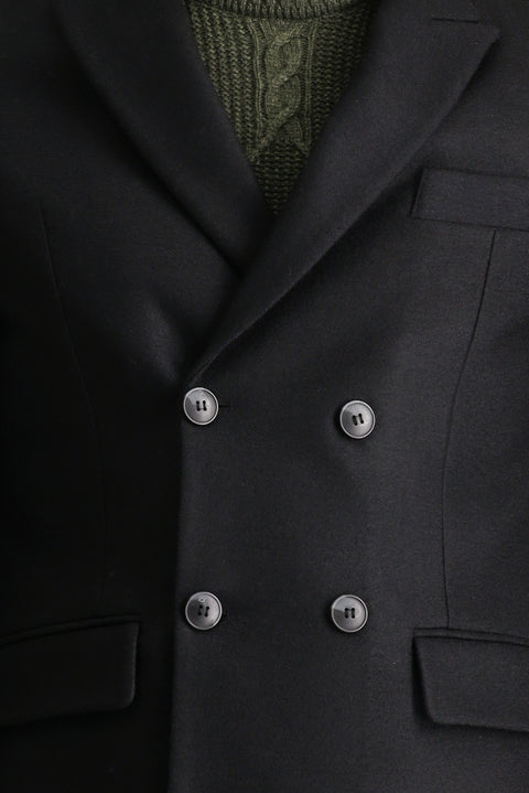 Siyah Yünlü Kruvaze Kaban