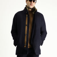 Koyu Lacivert Yünlü Kaban