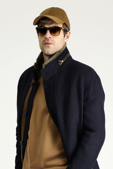 Koyu Lacivert Yünlü Kaban