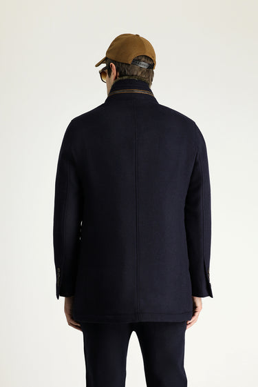 Koyu Lacivert Yünlü Kaban