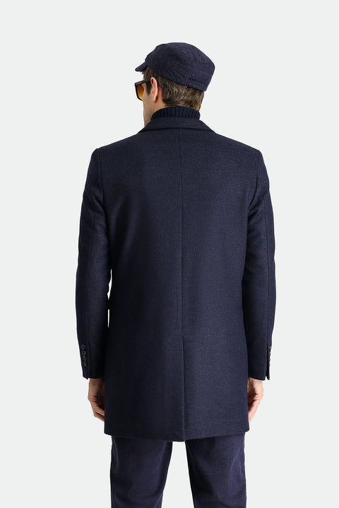 Koyu Lacivert Yünlü Kruvaze Kaban