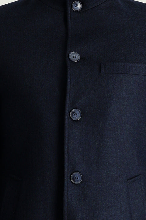 Koyu Lacivert Yünlü Kaban