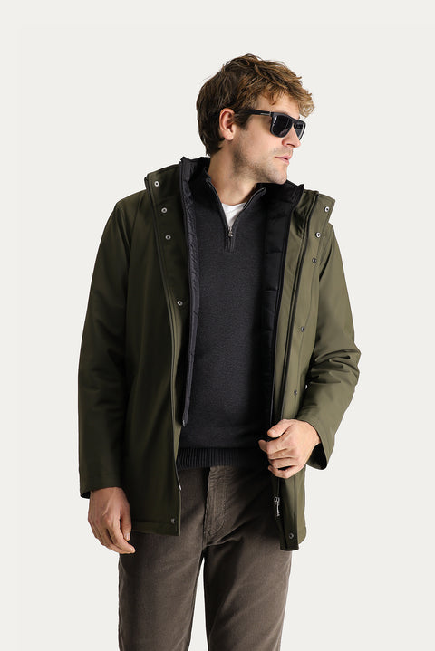 Orta Haki Kapüşonlu Çıkma Mostra Spor Kaban