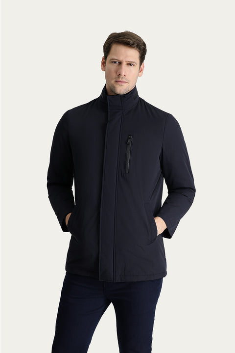 Koyu Lacivert Spor Pamuklu Kaban