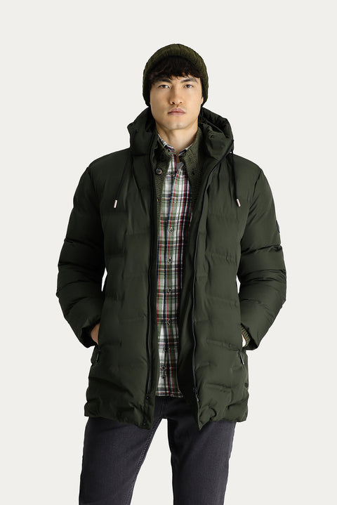 Orta Haki Kapüşonlu Spor Şişme Kaban