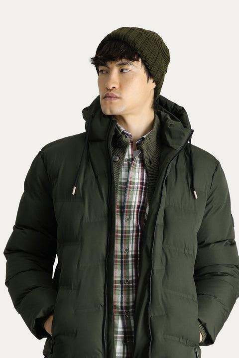 Orta Haki Kapüşonlu Spor Şişme Kaban