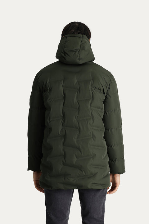 Orta Haki Kapüşonlu Spor Şişme Kaban