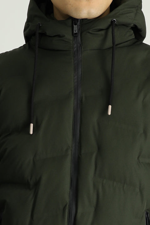 Orta Haki Kapüşonlu Spor Şişme Kaban