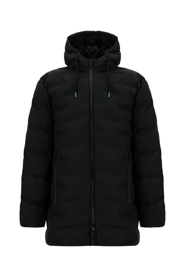  Siyah Büyük Beden Kapüşonlu Spor Kaban