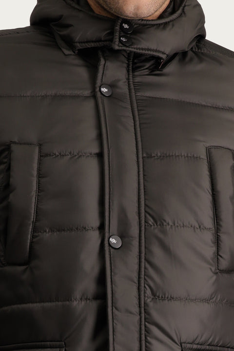 Açık Kahve  Kapüşonlu Spor Şişme Kaban