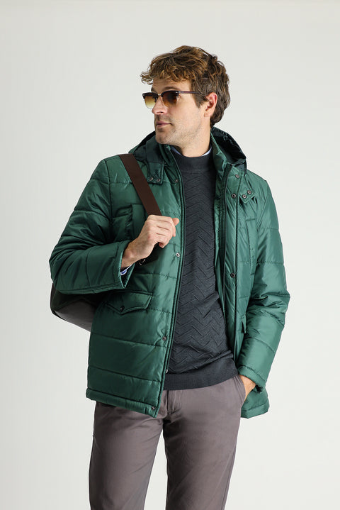 Açık Petrol Kapüşonlu Spor Şişme Kaban