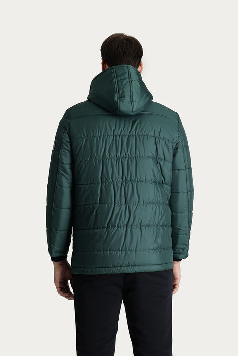 Koyu Petrol Kapüşonlu Spor Şişme Kaban